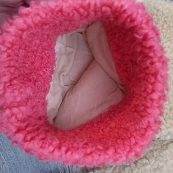 Pink and Tan Sherpa teddy coat by Anthropologie. - Picture 11 of 15